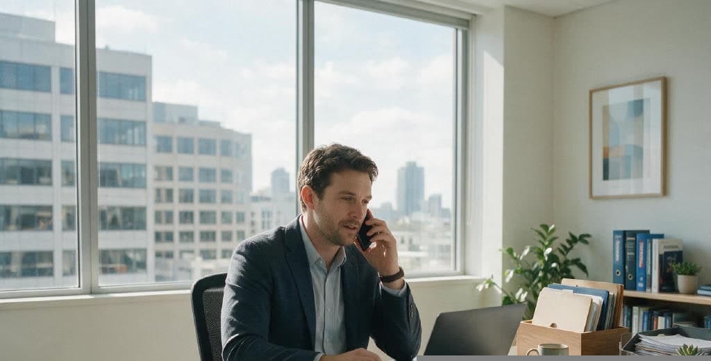 Broker in discussion with a business client